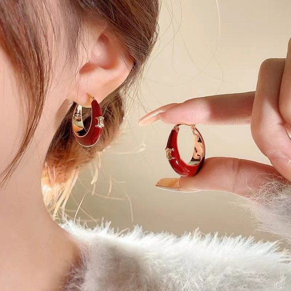 Arc de Triomphe red drop glaze earrings - Picture 2 of 4